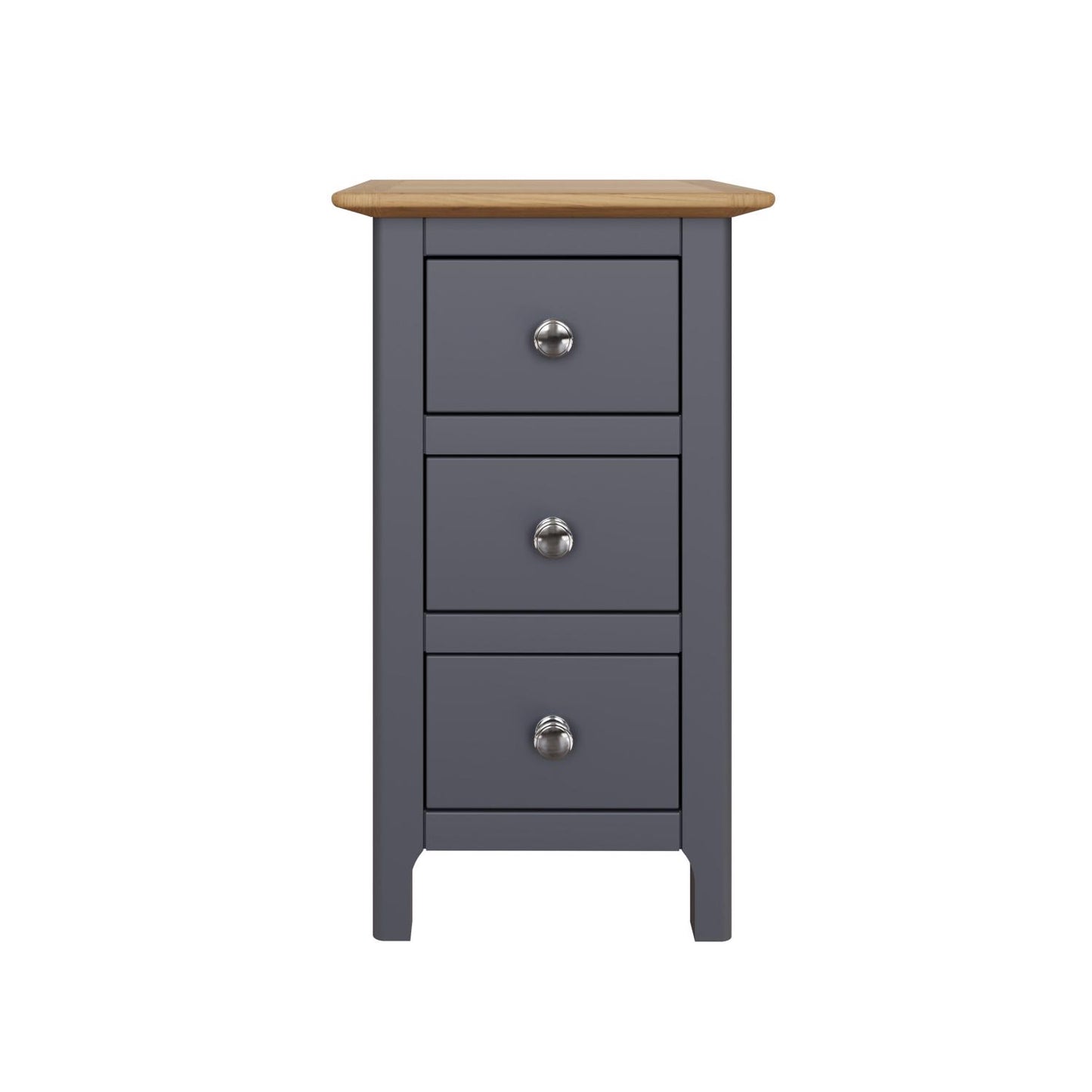 Taberno Oak 3-Drawer Bedside Table – Graphite Blue