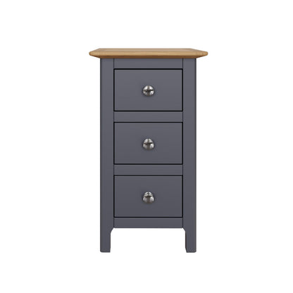 Taberno Oak 3-Drawer Bedside Table – Graphite Blue