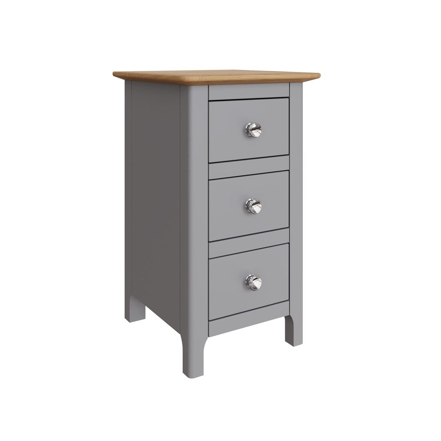 Taberno Oak 3-Drawer Bedside Table – Dove Grey