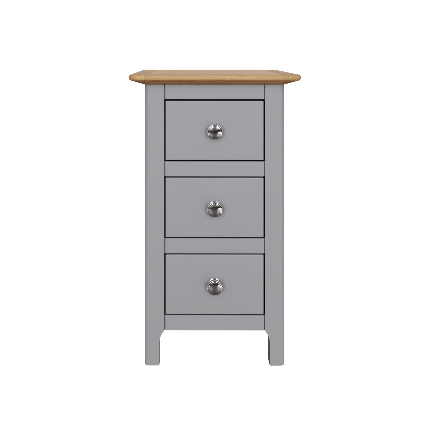 Taberno Oak 3-Drawer Bedside Table – Dove Grey