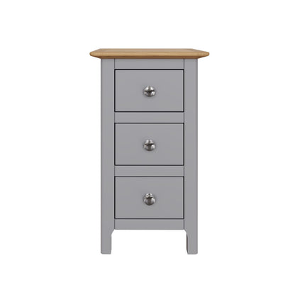 Taberno Oak 3-Drawer Bedside Table – Dove Grey