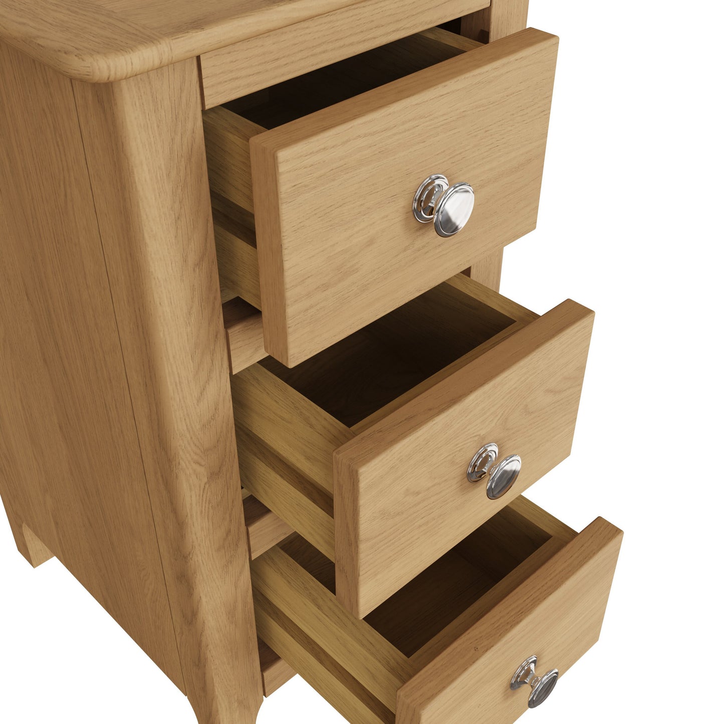 Taberno Oak 3 Drawer Bedside Table – Natural Oak