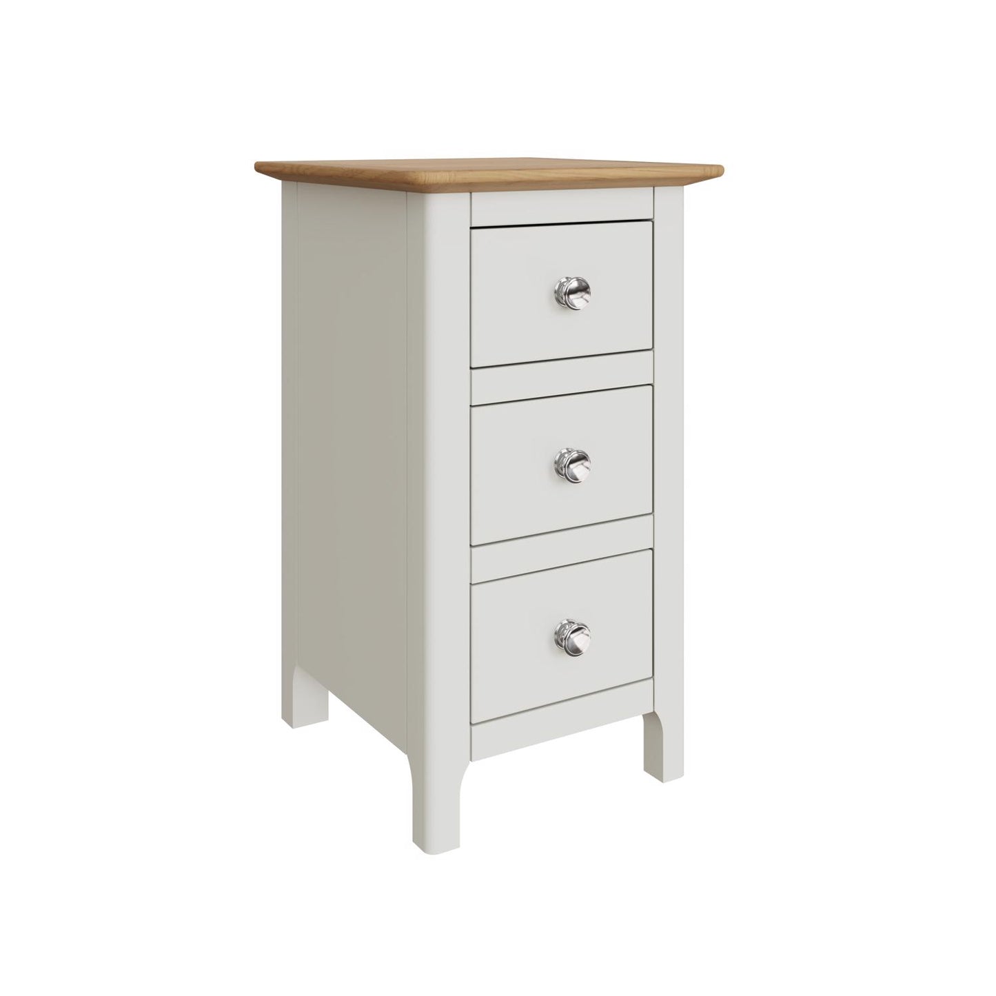 Taberno Oak 3-Drawer Bedside Table – Linen White