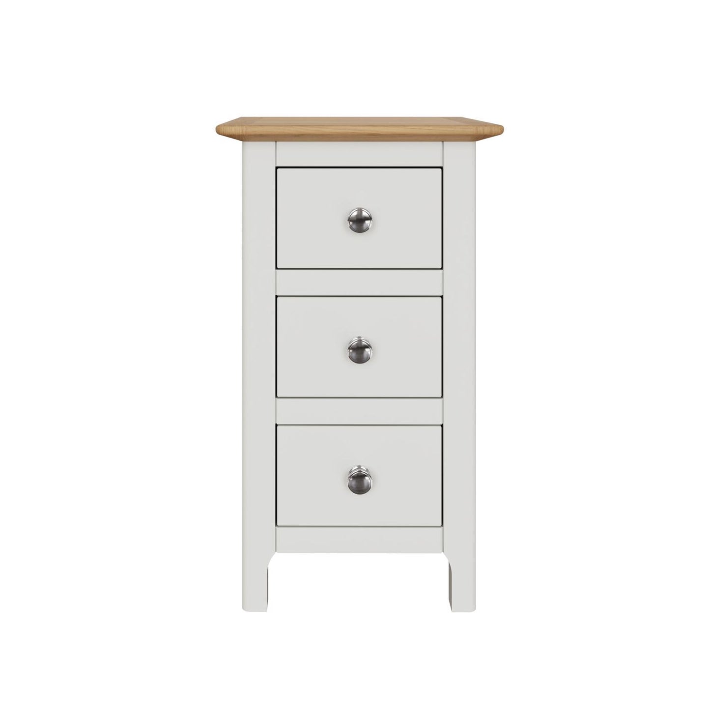 Taberno Oak 3-Drawer Bedside Table – Linen White