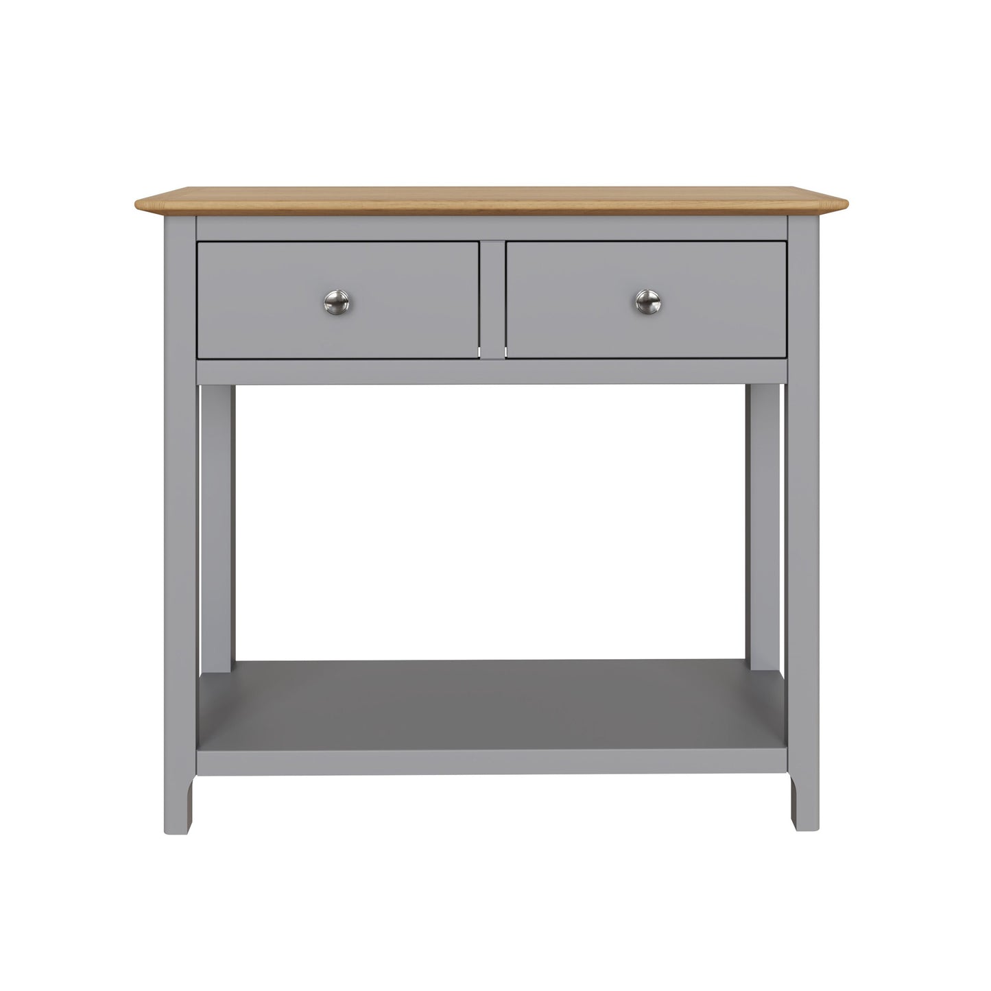 Taberno Dove Grey Console Table with 2 Drawers – Oak Finish