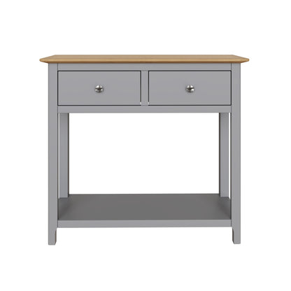 Taberno Dove Grey Console Table with 2 Drawers – Oak Finish