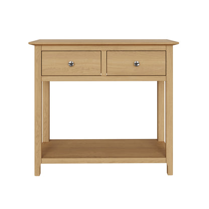 Taberno Natural Oak Console Table with 2 Drawers – Hallway Unit