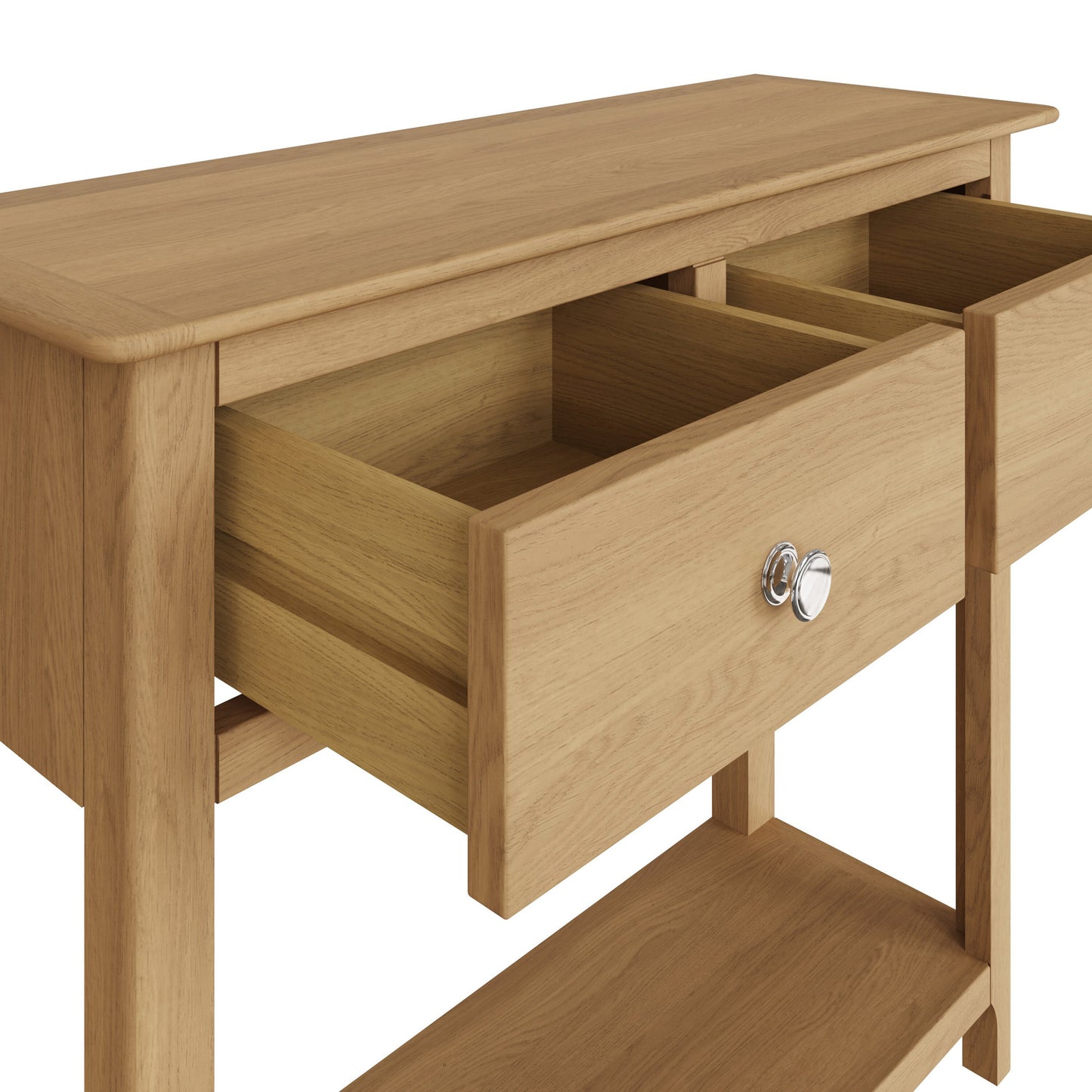 Taberno Natural Oak Console Table with 2 Drawers – Hallway Unit
