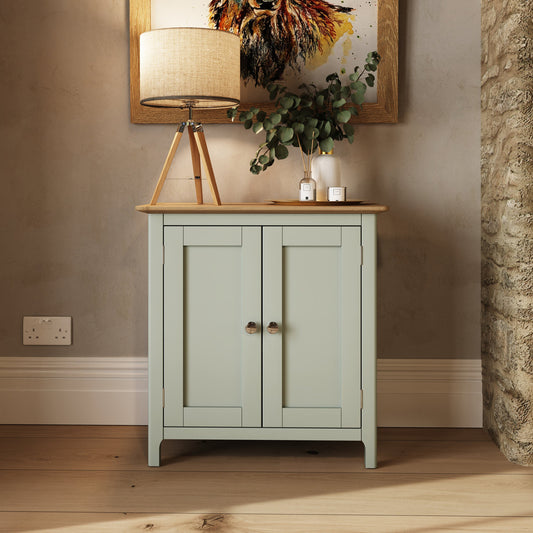 Taberno Oak 2 Door Sideboard – Sage Green Compact Storage Cabinet