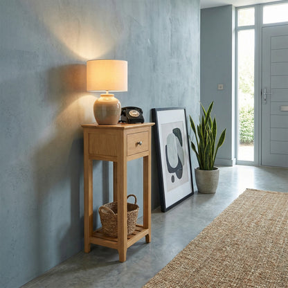Taberno Oak 1 Drawer Telephone Table – Assembled Side Table