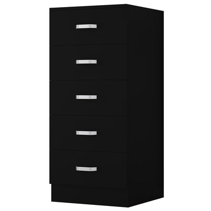 FWStyle Tunis 5-Drawer Tallboy Slim Chest – Matt Black