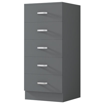 FWStyle Tunis 5-Drawer Tallboy Slim Chest – Matt Grey