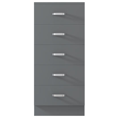 FWStyle Tunis 5-Drawer Tallboy Slim Chest – Matt Grey
