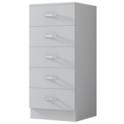 FWStyle Tunis 5-Drawer Tallboy Slim Chest – Matt White