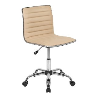 Tan Faux Leather Low Back Designer Office Chair