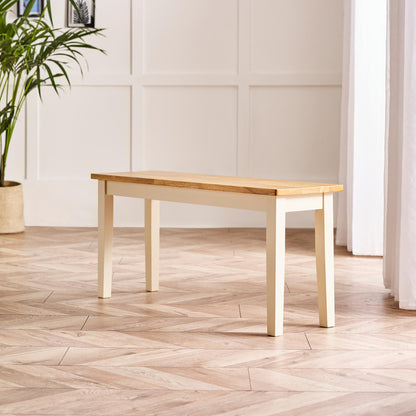 Salcombe Extending Rectangular Wooden Table with 2 Whitby Chairs & 1 Small Bench