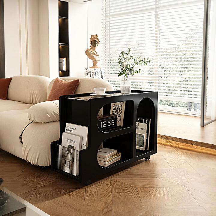 Adrian Side Table With Magazine Rack, Solid Wood