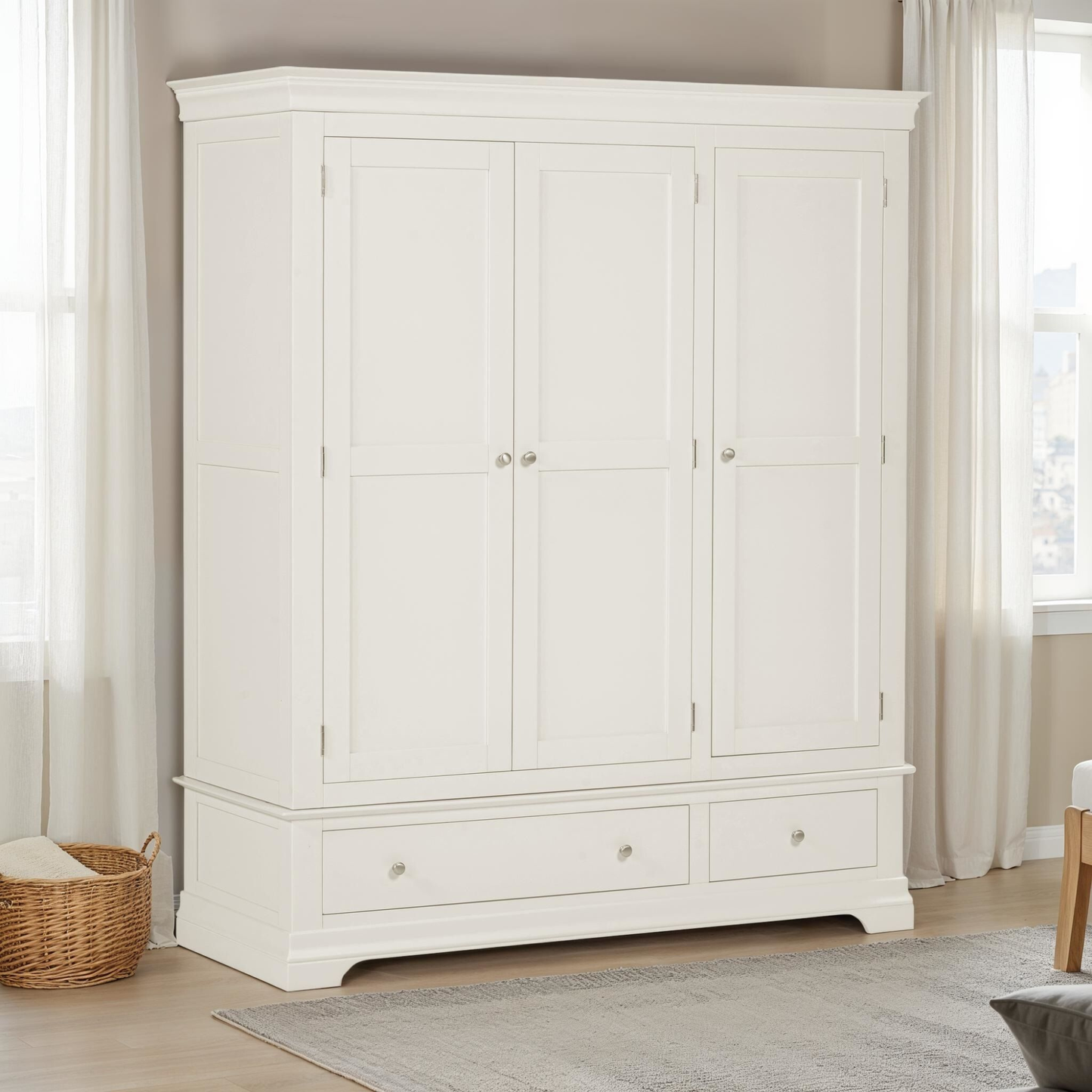 Bordeaux 3 Door Wardrobe Ivory Modern Storage Solution