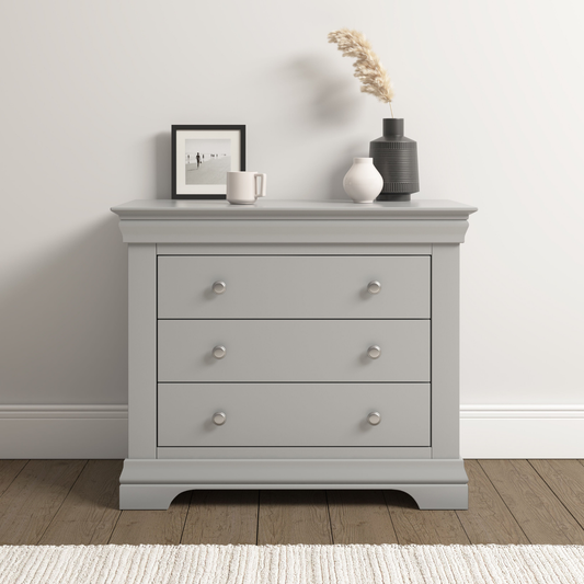 Bordeaux 3 Drawer Chest Pebble Grey Storage Unit