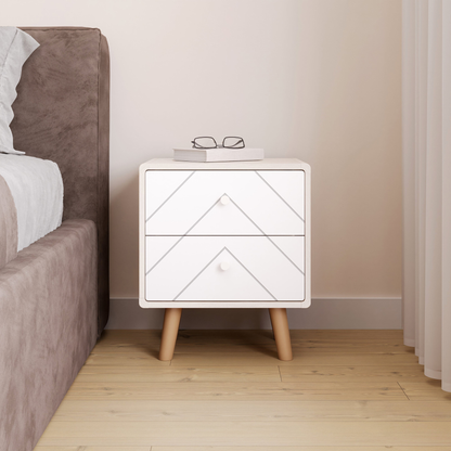 Dixie 2 Drawer Bedside – Dusty Grey/White Storage