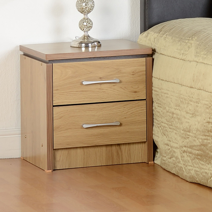 Charles 2 Drawer Bedside Oak Effect Veneer Modern Storage