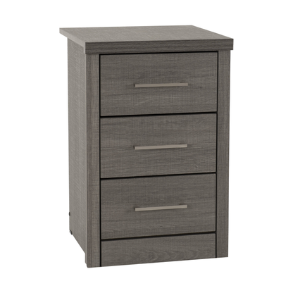 Lisbon 3 Drawer Bedside – Black Wood Grain Storage