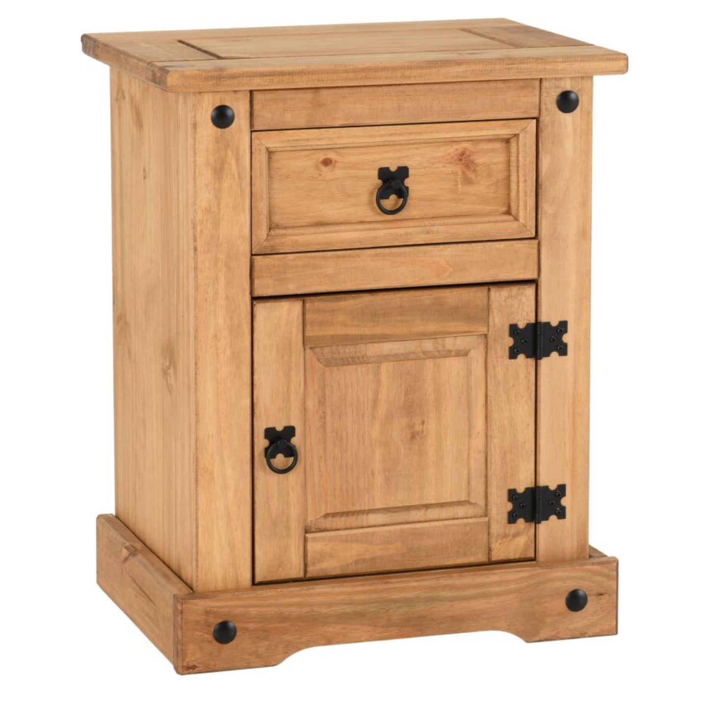 Corona 1 Drawer 1 Door Bedside Distressed Waxed Pine