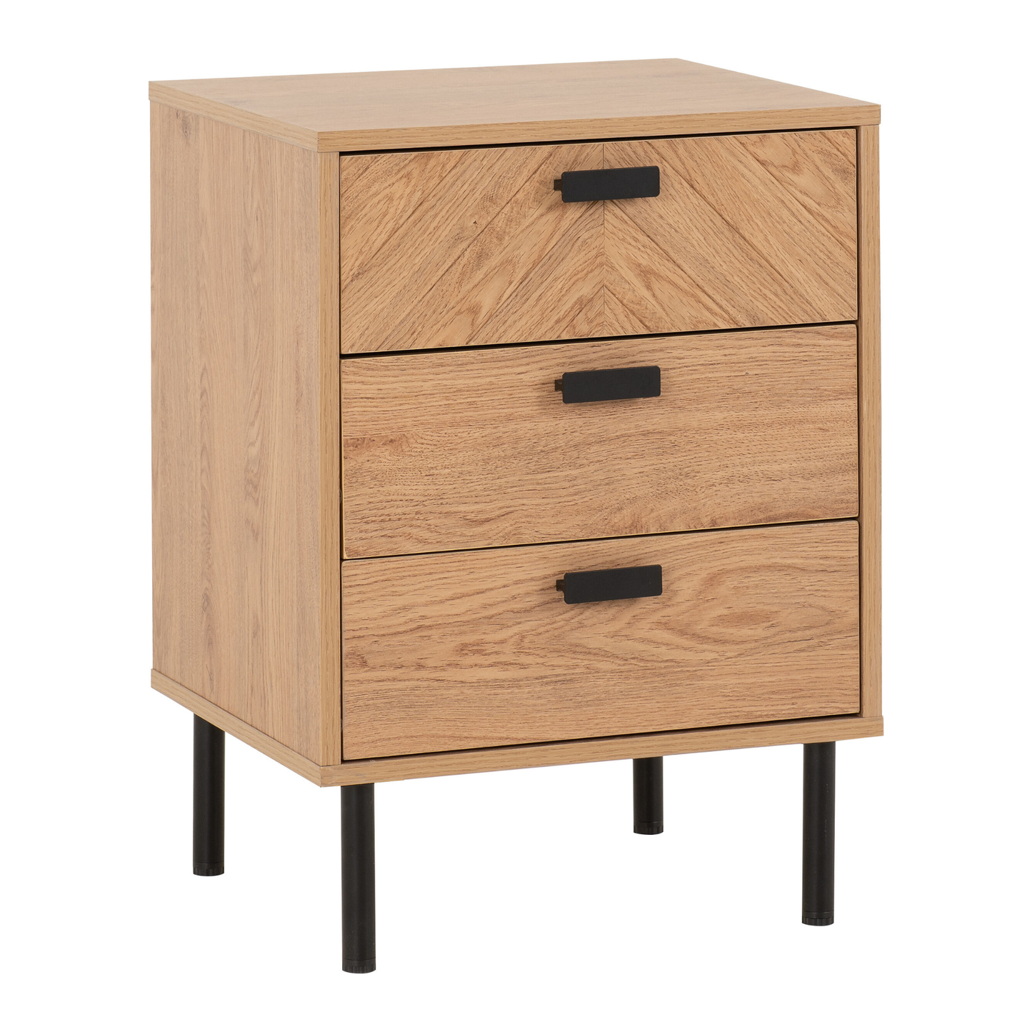 Leon 3 Drawer Bedside – Medium Oak Effect Storage
