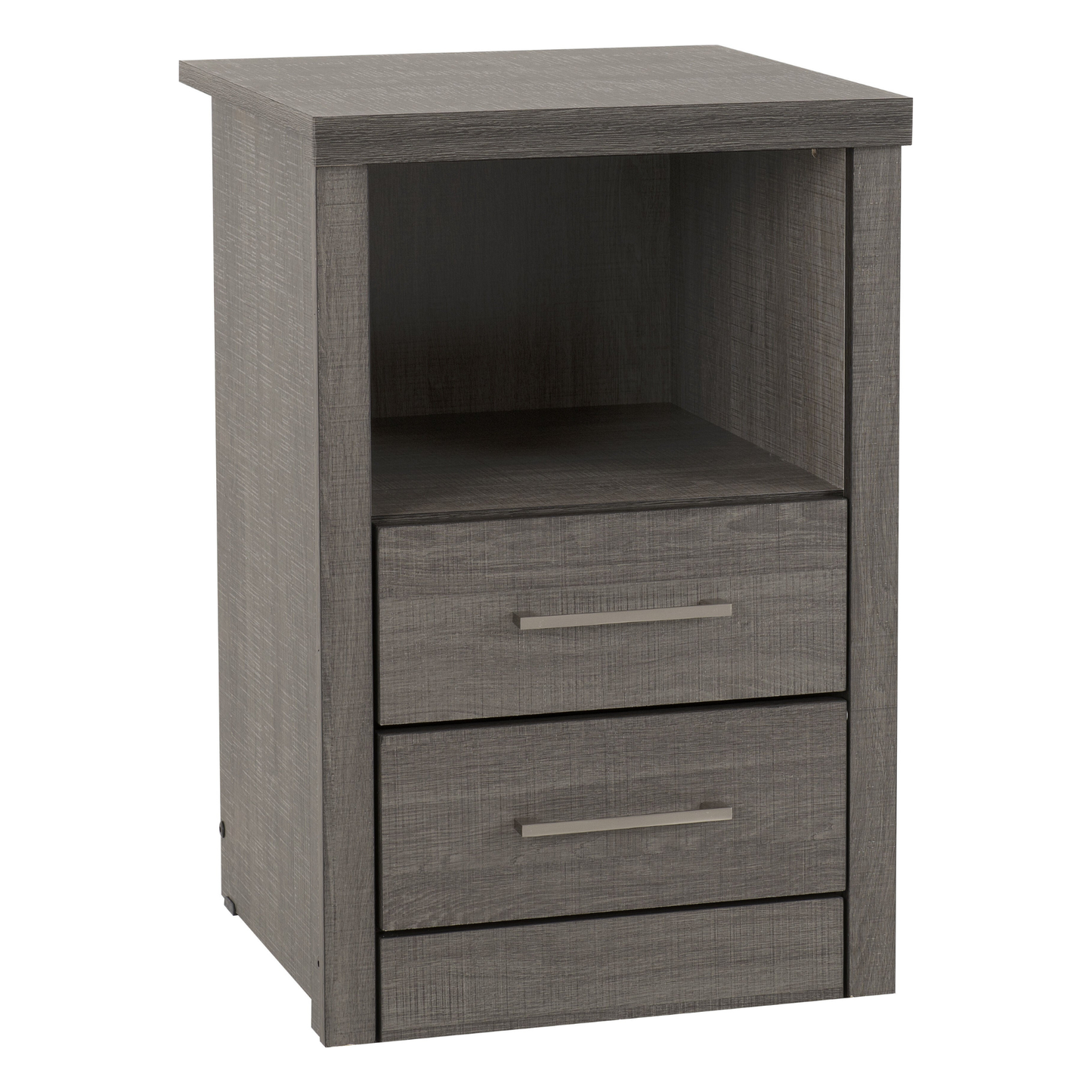 Lisbon 2 Drawer Bedside – Black Wood Grain Storage