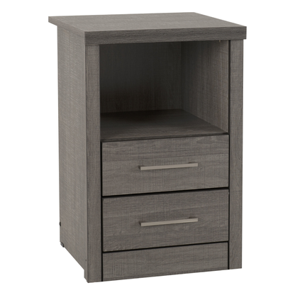 Lisbon 2 Drawer Bedside – Black Wood Grain Storage