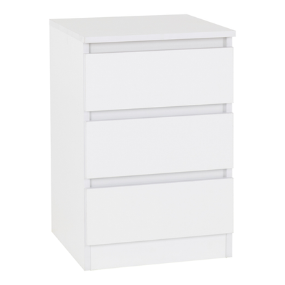 Malvern 3 Drawer Bedside – White Storage