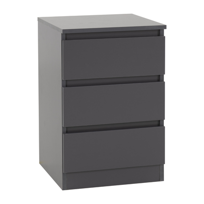 Malvern 3 Drawer Bedside – Grey Storage