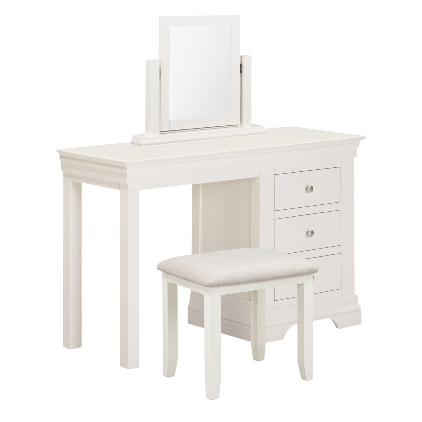 Bordeaux 3 Drawer Dressing Table Set Ivory Oat Fabric Vanity Set