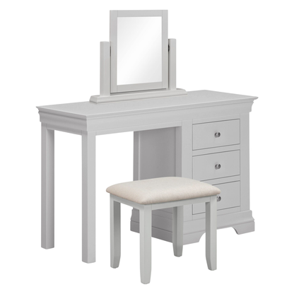 Bordeaux 3 Drawer Dressing Table Set Pebble Grey Oat Fabric Vanity Set