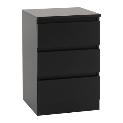 Malvern 3 Drawer Bedside – Black Storage