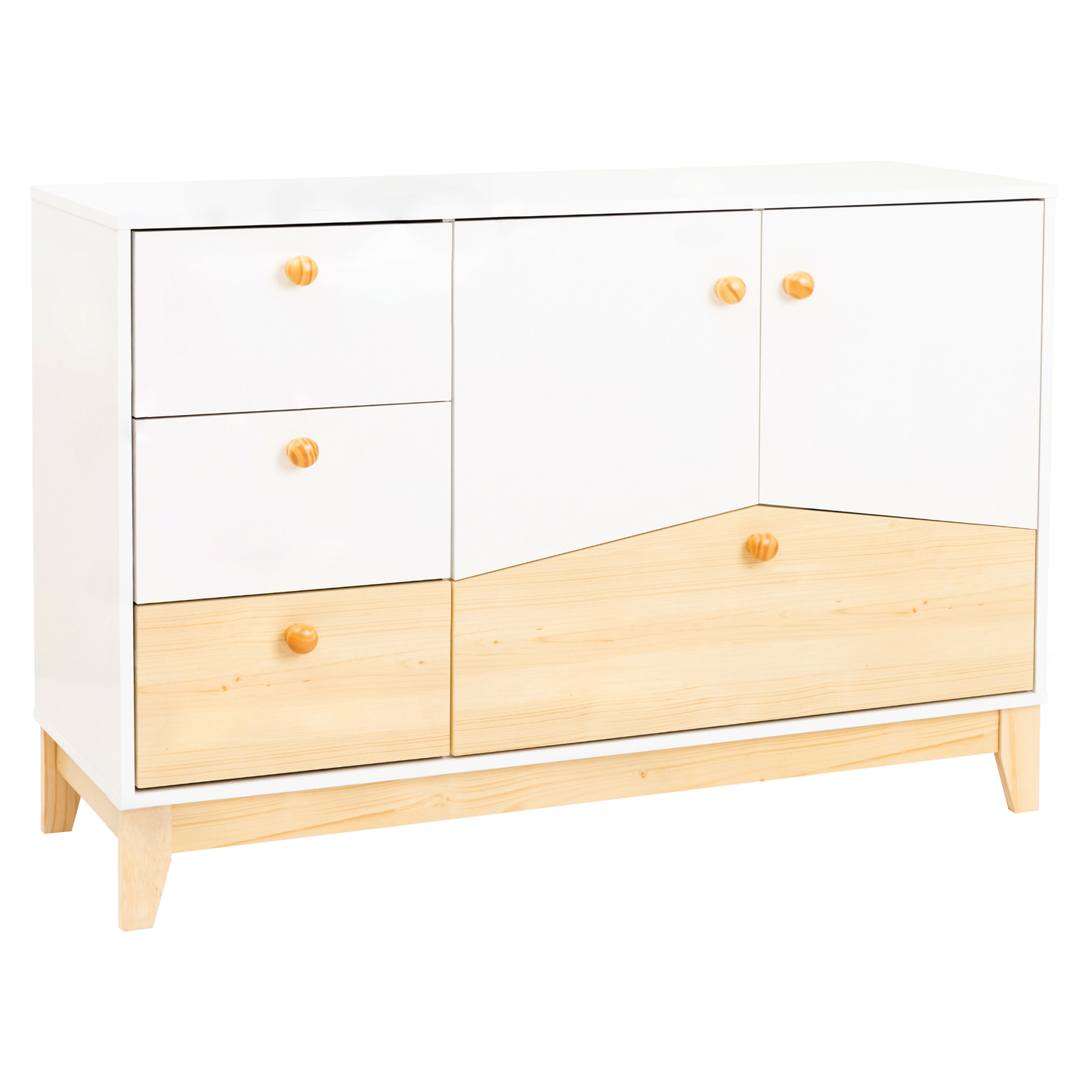 Cody 2 Door 4 Drawer Storage Unit White/Pine Effect