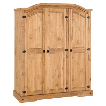 Corona 3 Door Wardrobe - Distressed Waxed Pine