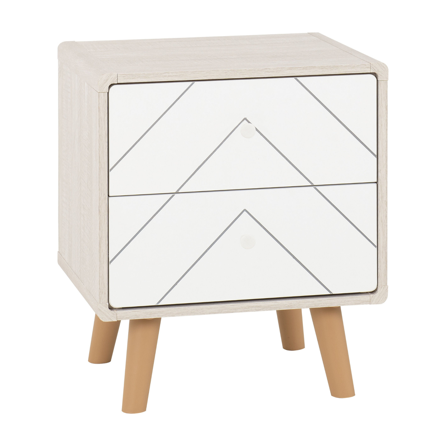 Dixie 2 Drawer Bedside – Dusty Grey/White Storage