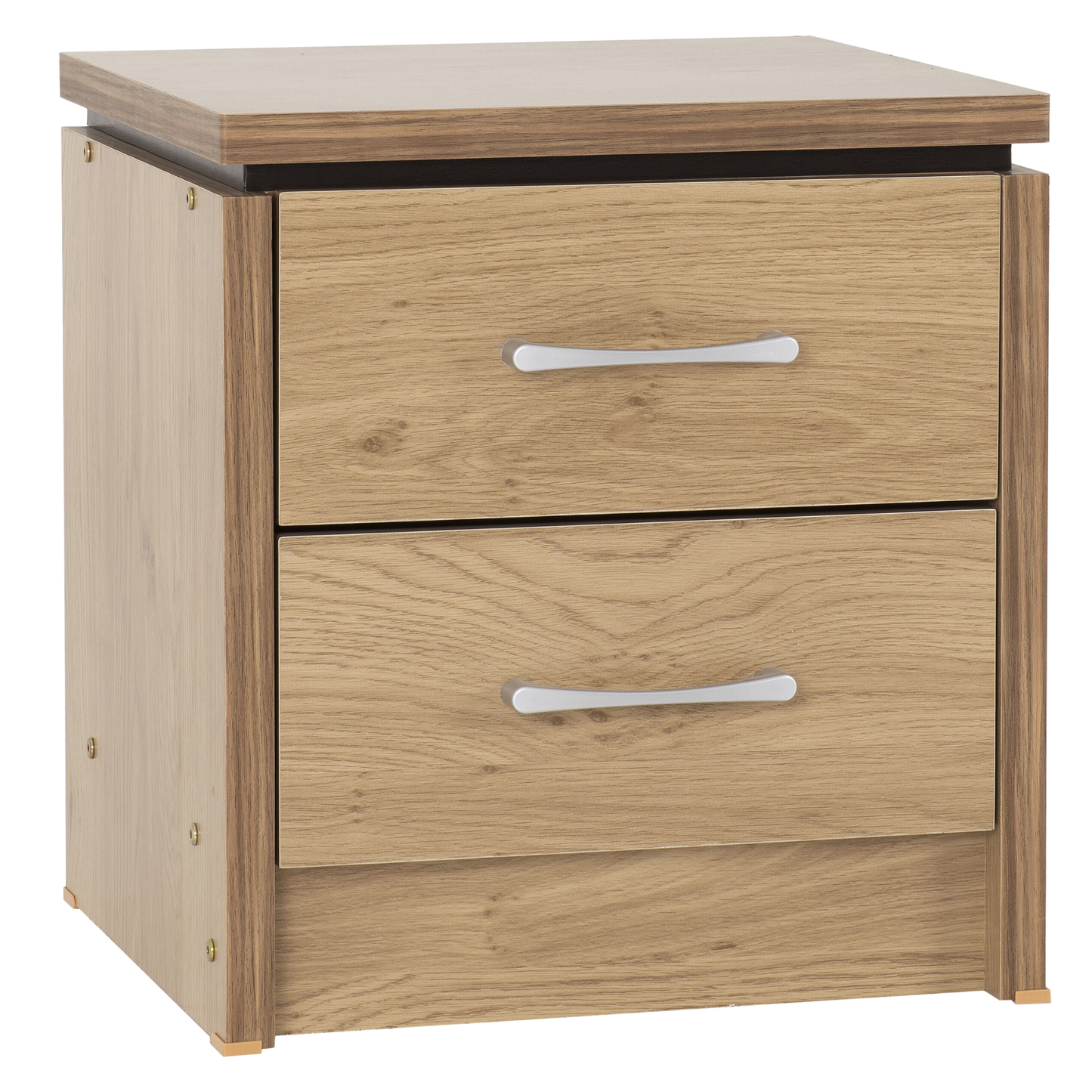 Charles 2 Drawer Bedside Oak Effect Veneer Modern Storage