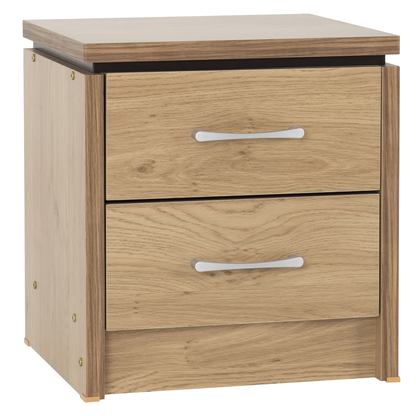 Charles 2 Drawer Bedside Oak Effect Veneer Modern Storage