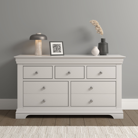 Bordeaux 3+2 Drawer Chest Ivory MDF Oak