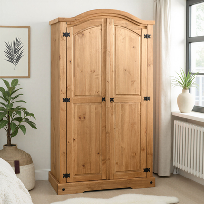 Corona 2 Door Wardrobe Distressed Waxed Pine