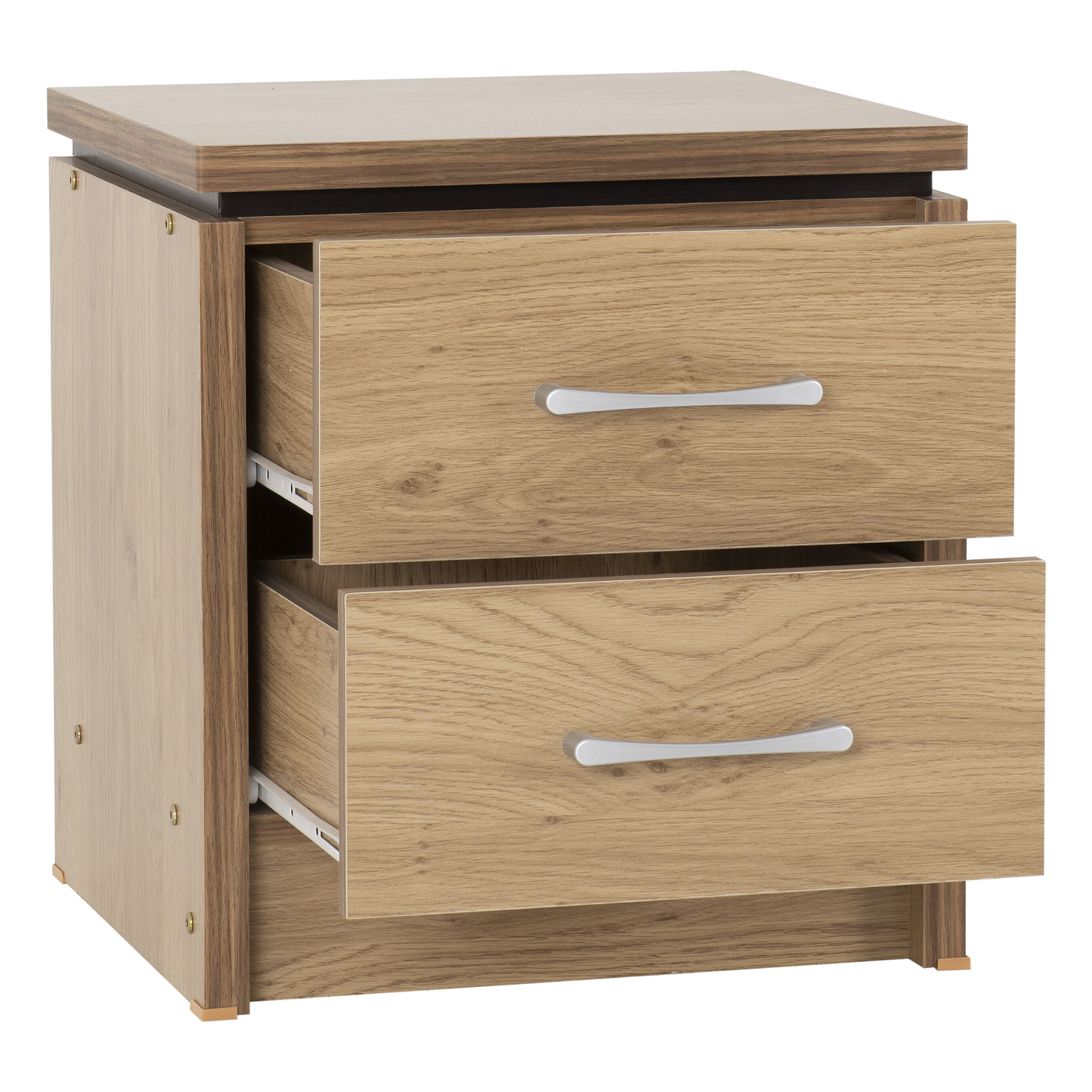 Charles 2 Drawer Bedside Oak Effect Veneer Modern Storage