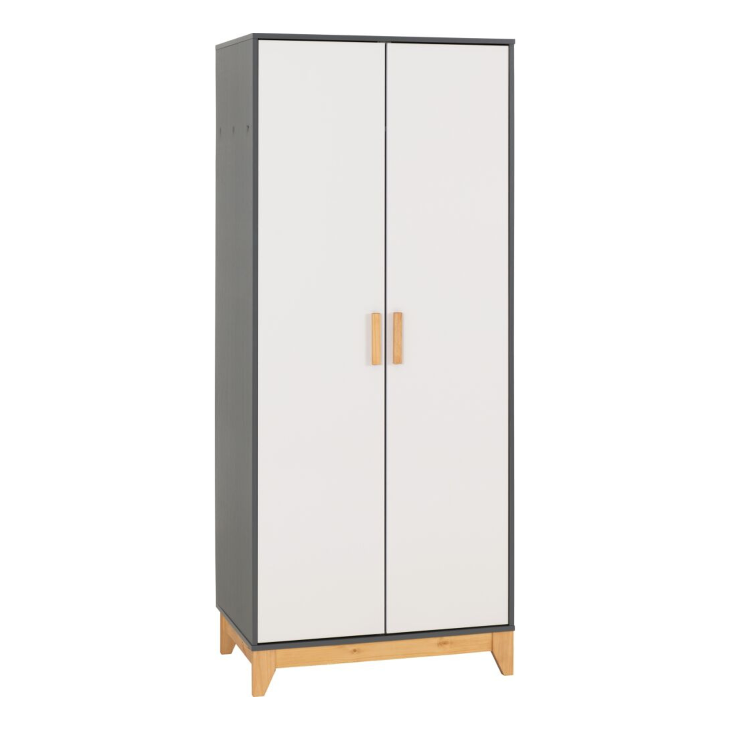 Cleveland 2 Door Wardrobe White/Grey Metal Effect Storage