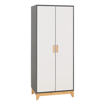 Cleveland 2 Door Wardrobe White/Grey Metal Effect Storage