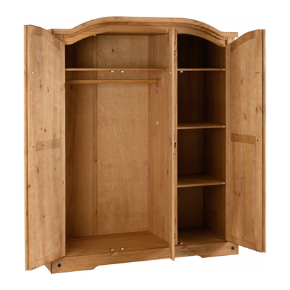 Corona 3 Door Wardrobe - Distressed Waxed Pine