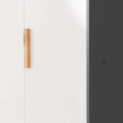 Cleveland 3 Door Wardrobe White/Grey Metal Effect Storage