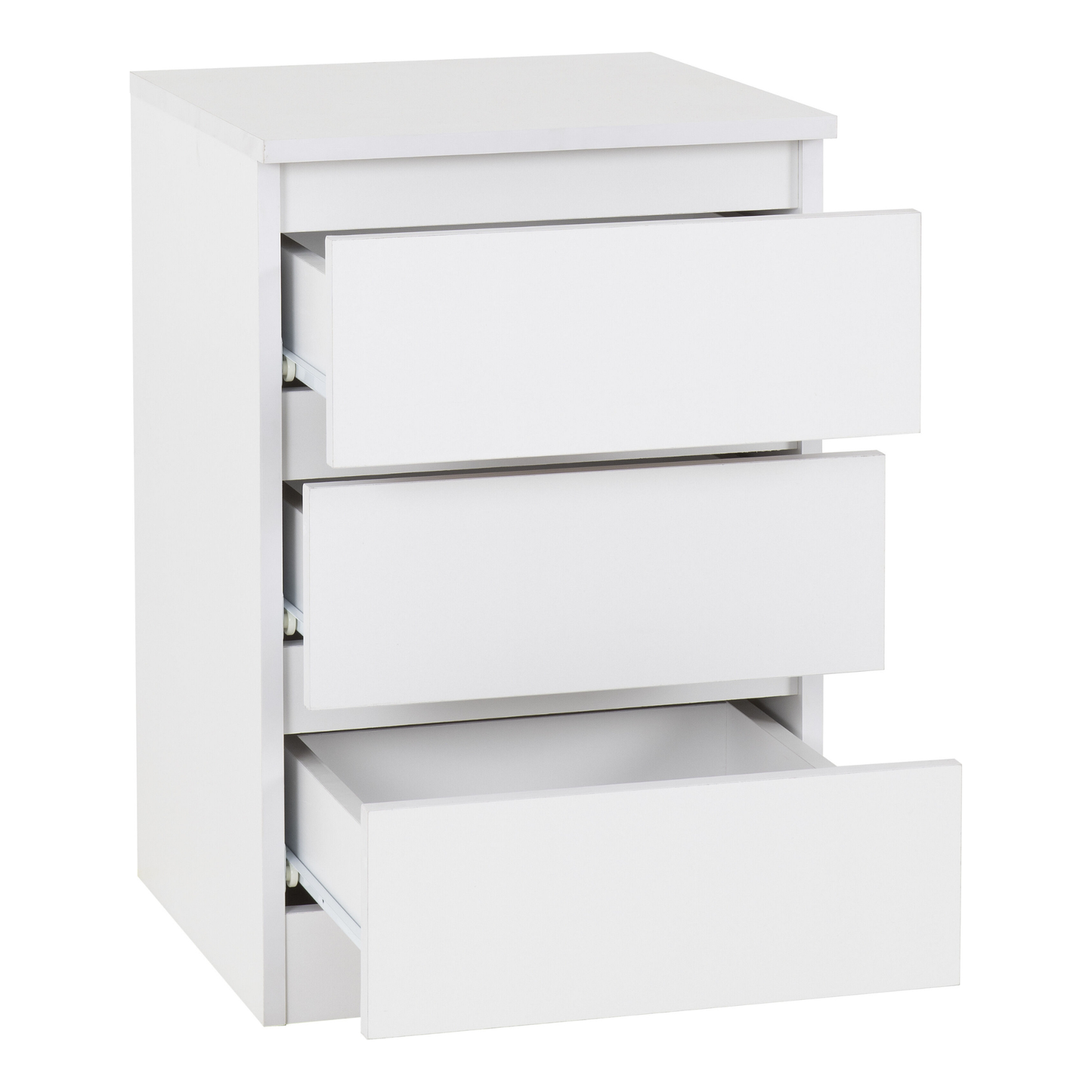 Malvern 3 Drawer Bedside – White Storage