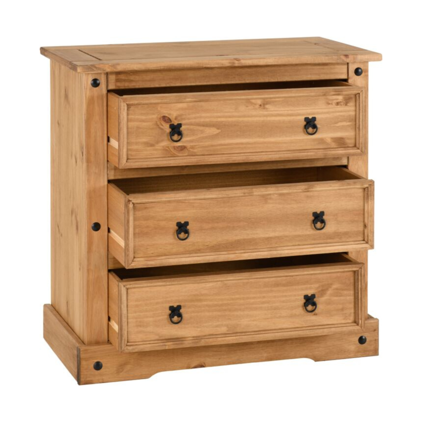 Corona 3 Drawer Chest – Distressed Waxed Pine Storage