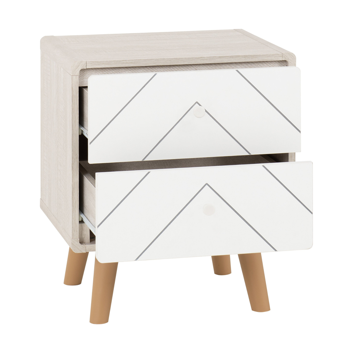 Dixie 2 Drawer Bedside – Dusty Grey/White Storage
